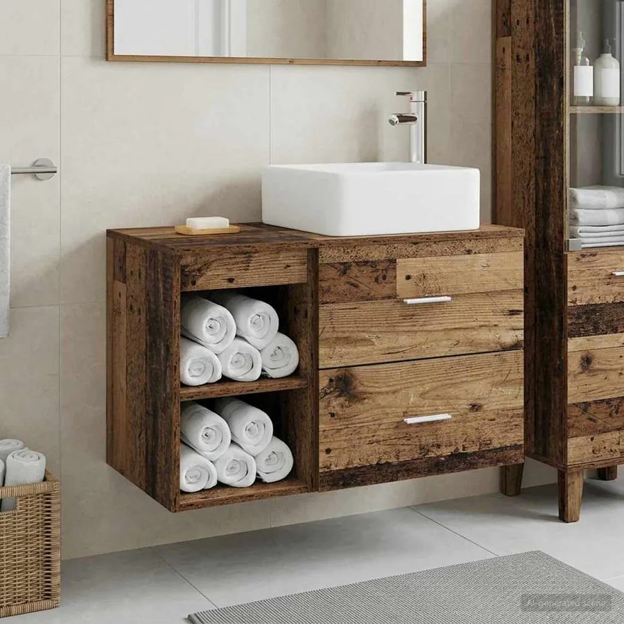 Ensemble de mobilier de salle de bain 2 pcs Bois ancien