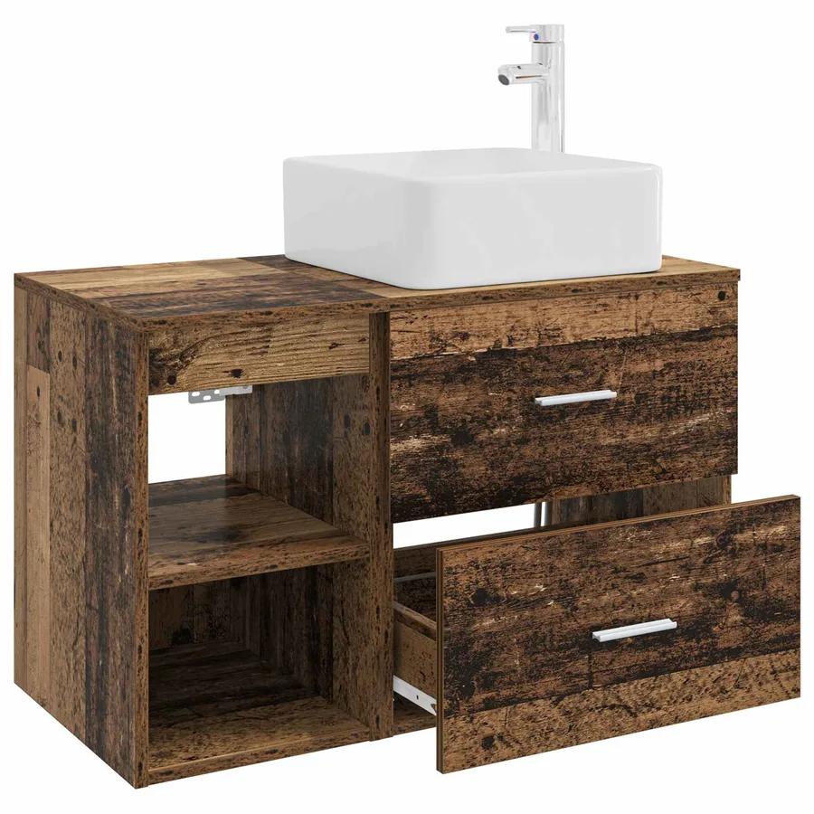 Ensemble de mobilier de salle de bain 2 pcs Bois ancien - 4