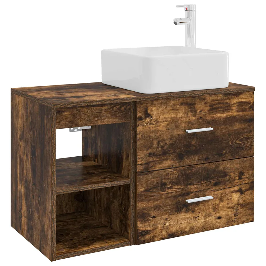 Ensemble de mobilier de salle de bain 2 pcs Chêne fumé - 2