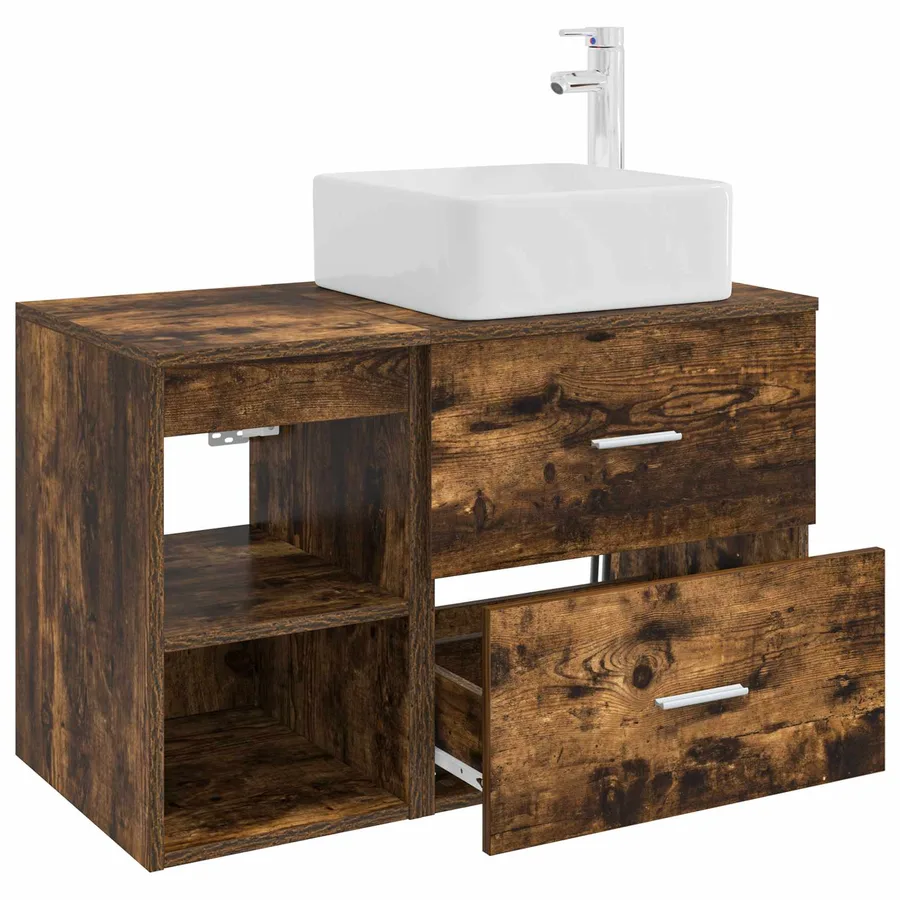 Ensemble de mobilier de salle de bain 2 pcs Chêne fumé - 4