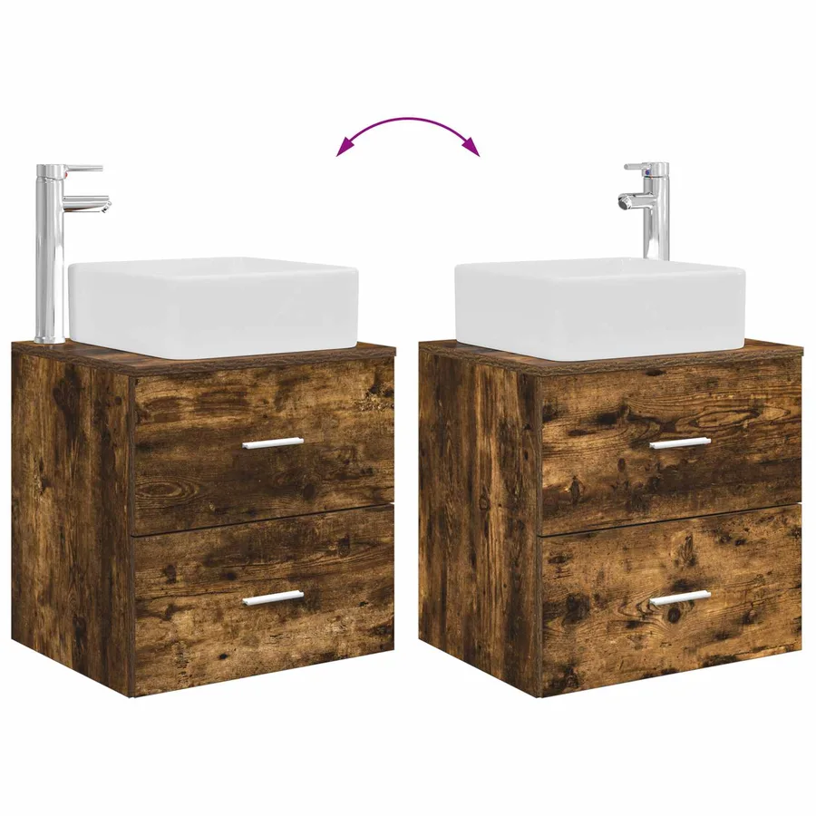 Ensemble de mobilier de salle de bain 2 pcs Chêne fumé - 9