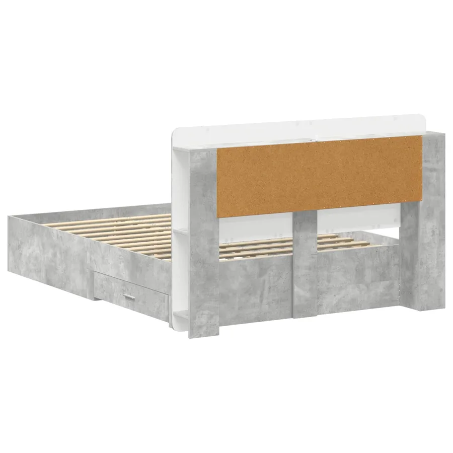 Cadre de lit avec rangement Gris béton 150 x 200 cm - 5