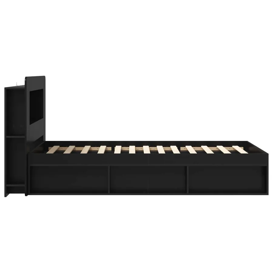 Cadre de lit avec rangement Noir 90 x 190 cm Bois d'ingénierie - 4