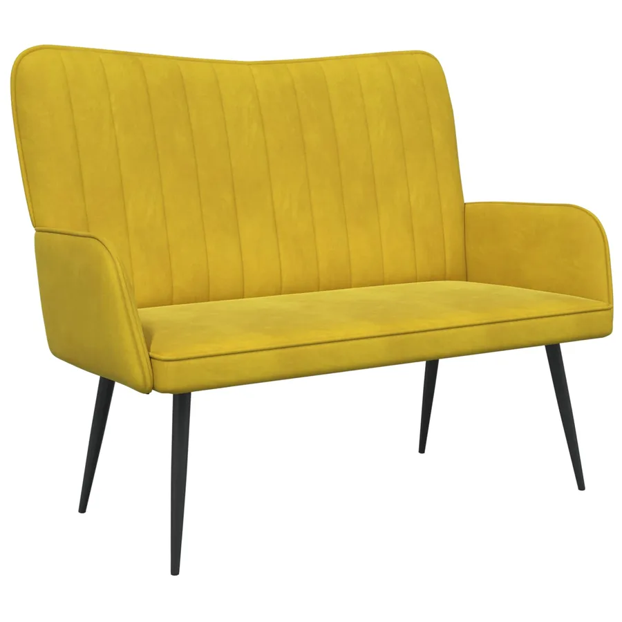 Sofa 2 places Jaune 115 x 61 x 87 cm Velours - 2
