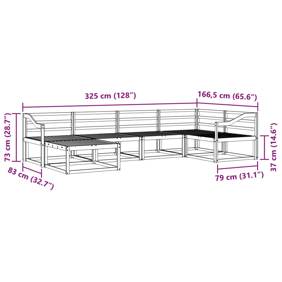 Ensemble de canapés d'extérieur 6 pcs Naturel - 9