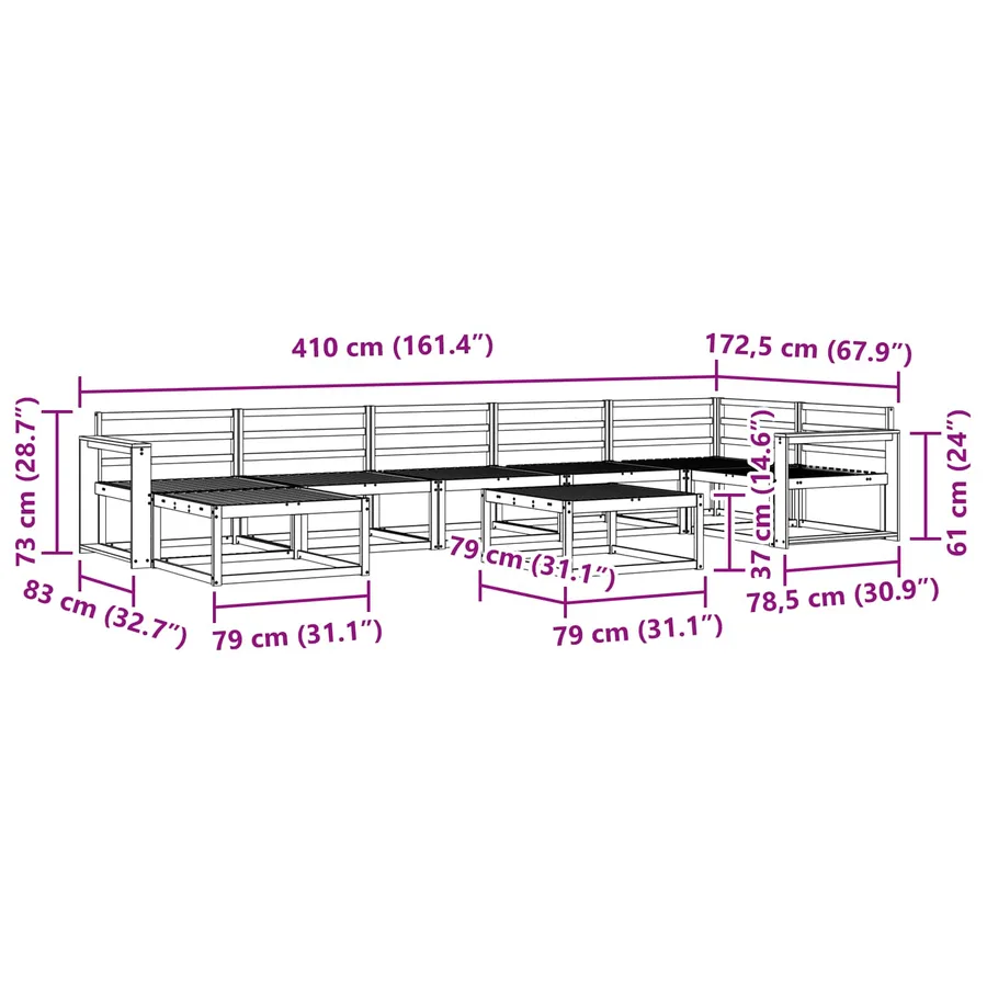 Ensemble de canapés d'extérieur 8 pcs Naturel - 12