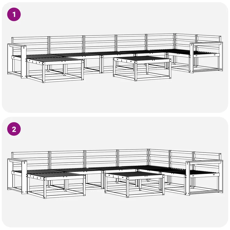 Ensemble de canapés d'extérieur 8 pcs Naturel - 8