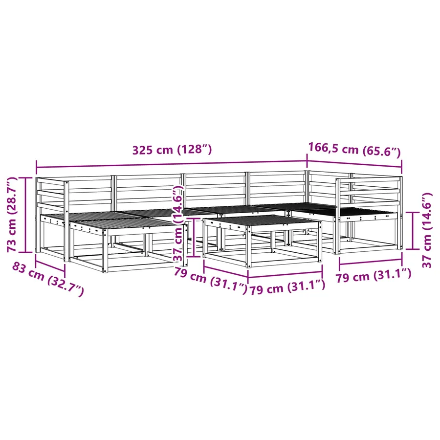 Ensemble de canapés d'extérieur 7 pcs Naturel - 11
