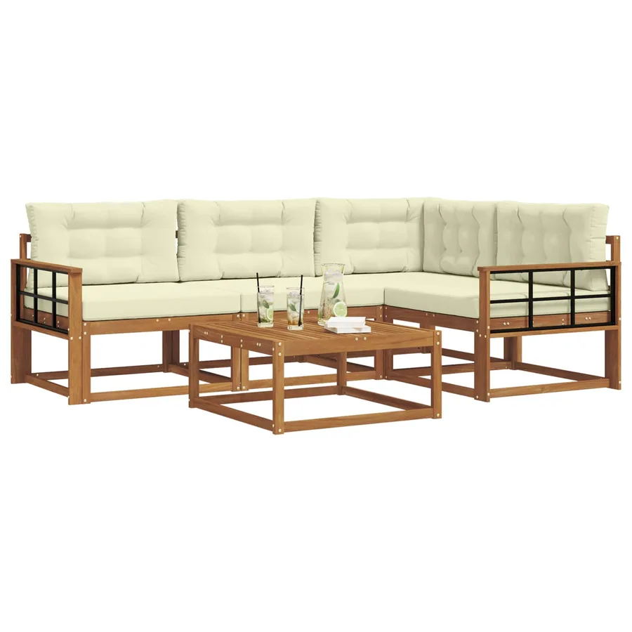 Ensemble de canapés d'extérieur 5 pcs Naturel et Crème - 3