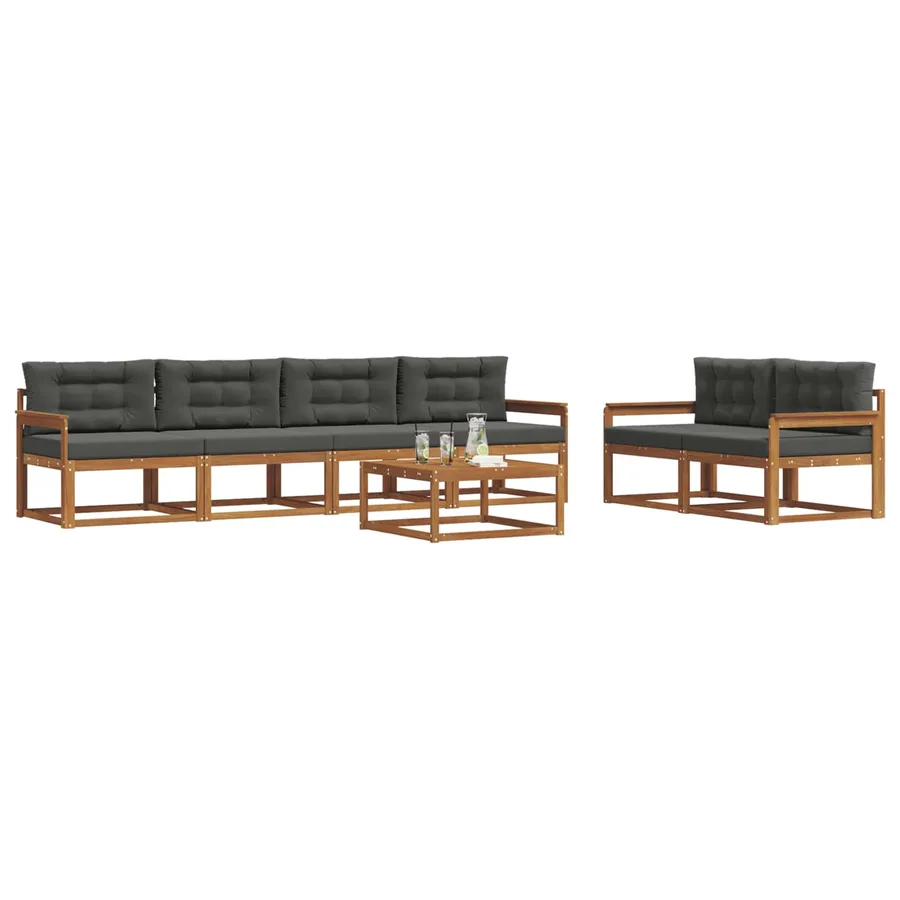 Ensemble de canapés d'extérieur 7 pcs Naturel et Anthracite - 3
