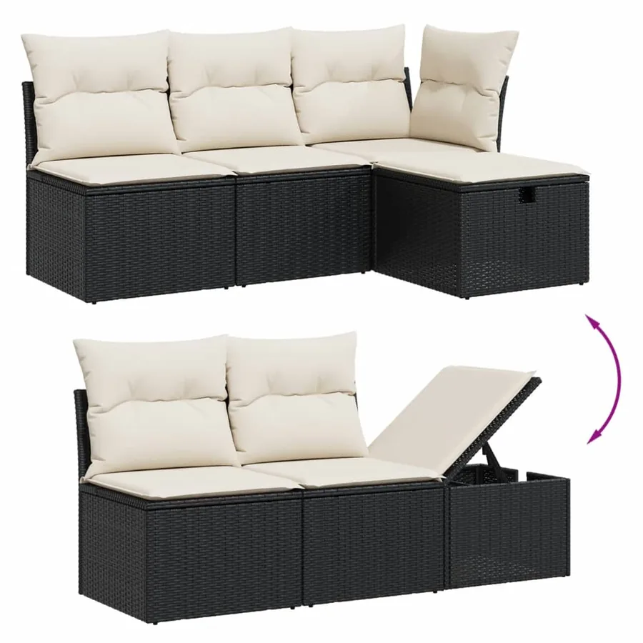 Salon de jardin 7 pcs avec coussins noir résine tressée 62 x 62 x 69 cm - 58,5 kg - 3