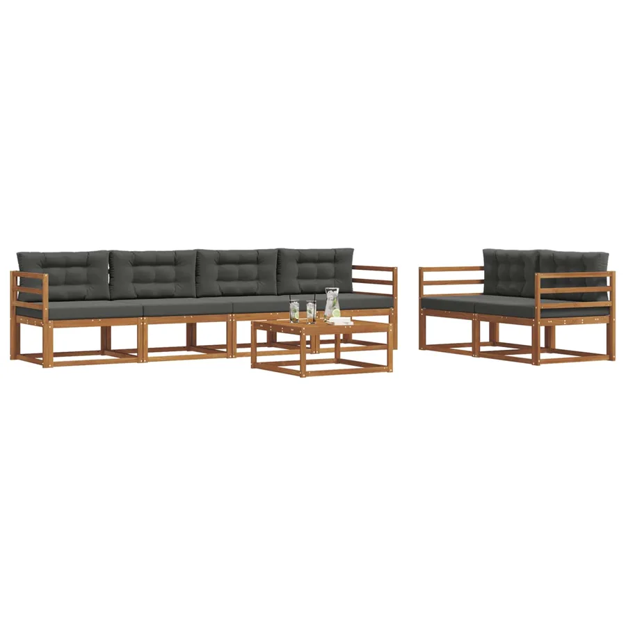 Ensemble de canapés d'extérieur 7 pcs Naturel et Anthracite - 3