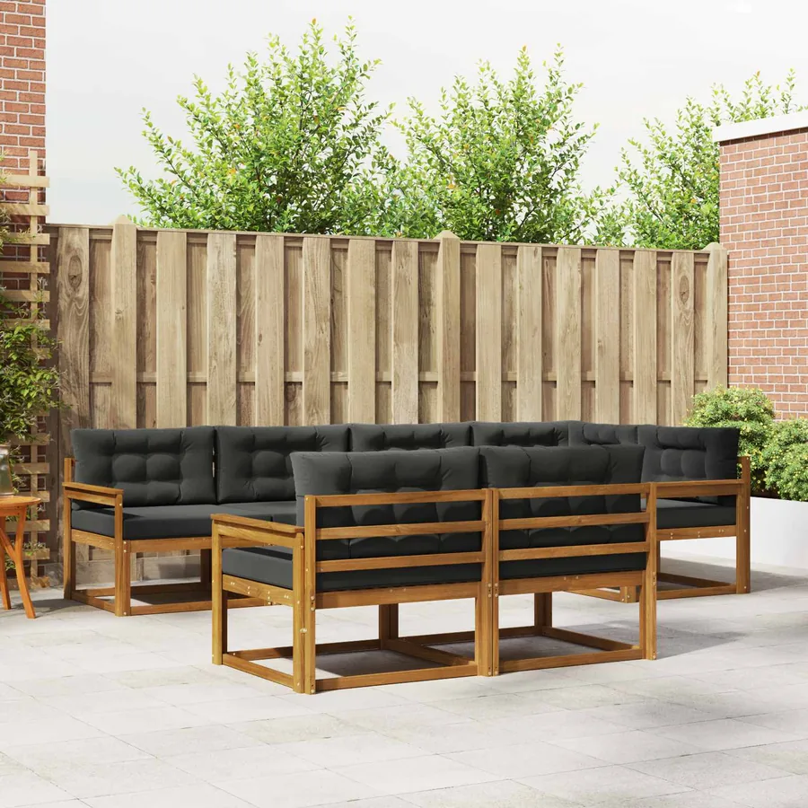Ensemble de canapés d'extérieur 7 pcs Naturel et Anthracite
