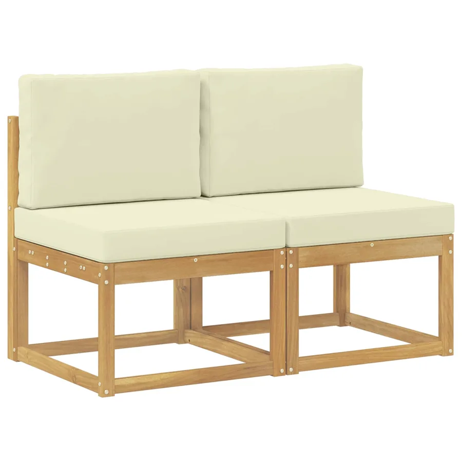 2 Pièce Sofa de milieu extérieur Bois d'Acacia Massif Blanc - 2