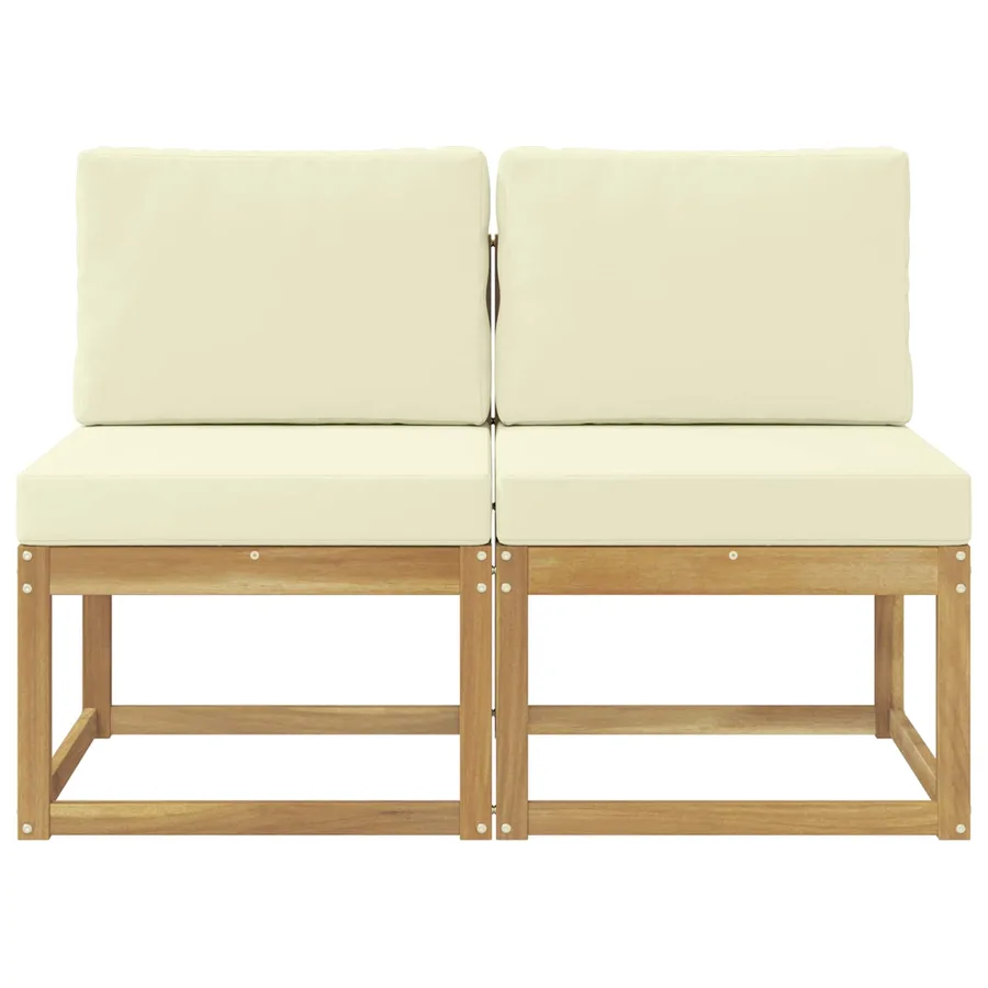 2 Pièce Sofa de milieu extérieur Bois d'Acacia Massif Blanc - 3