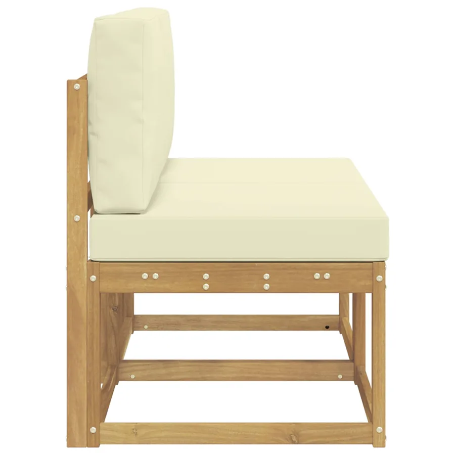2 Pièce Sofa de milieu extérieur Bois d'Acacia Massif Blanc - 4