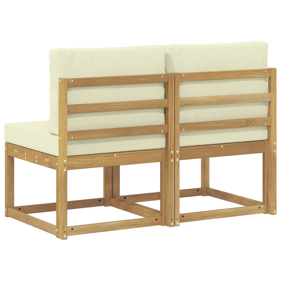 2 Pièce Sofa de milieu extérieur Bois d'Acacia Massif Blanc - 5