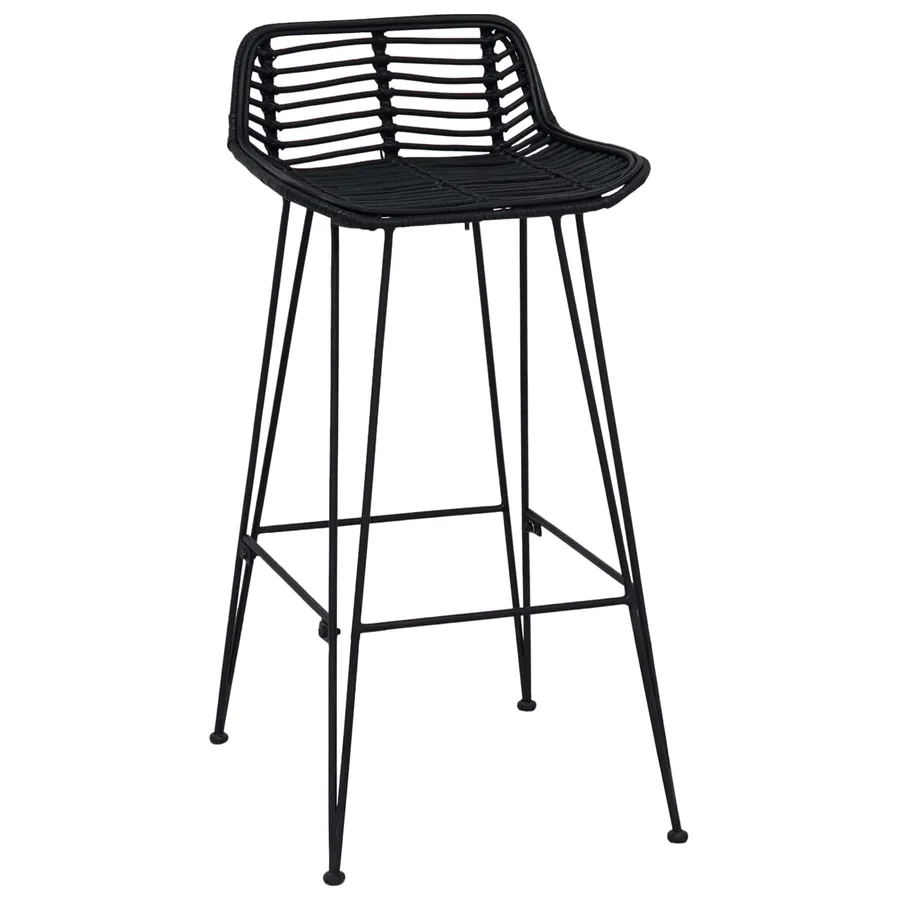 Tabouret de bar 2 pcs Noir 44 x 46 x 91 cm Rattan et Acier - 4