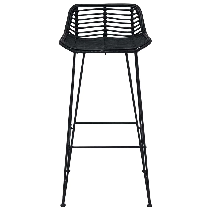 Tabouret de bar 2 pcs Noir 44 x 46 x 91 cm Rattan et Acier - 5