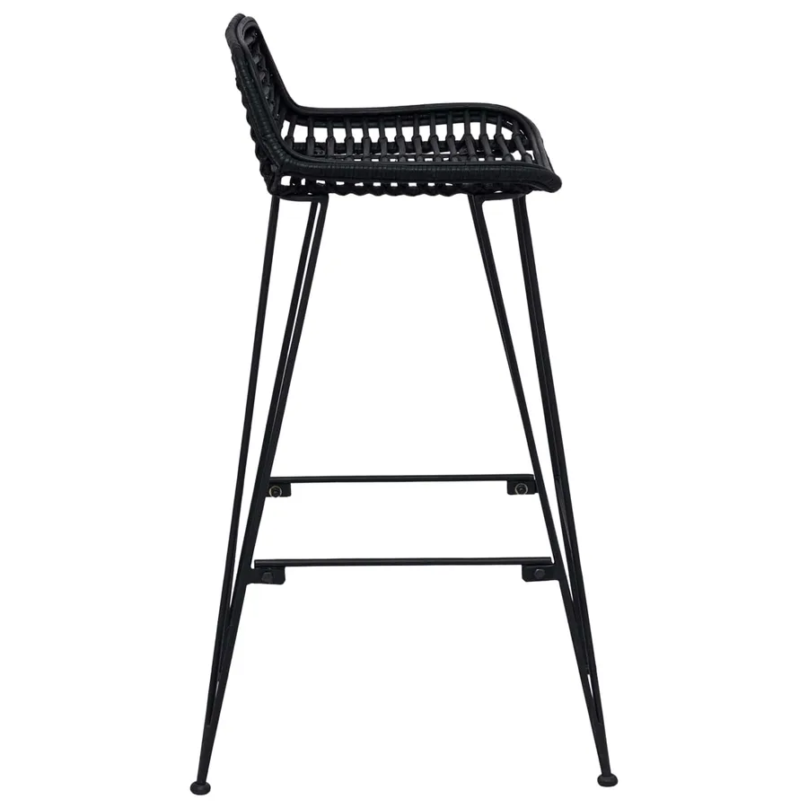 Tabouret de bar 2 pcs Noir 44 x 46 x 91 cm Rattan et Acier - 6
