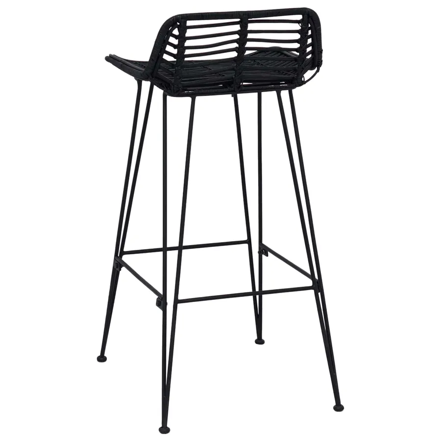 Tabouret de bar 2 pcs Noir 44 x 46 x 91 cm Rattan et Acier - 7