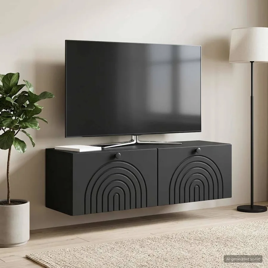 Meuble TV mural Noir 98 x 31 x 30 cm Bois d'ingénierie