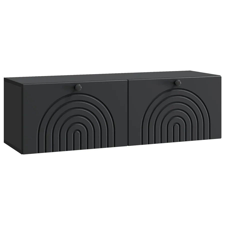 Meuble TV mural Noir 98 x 31 x 30 cm Bois d'ingénierie - 2
