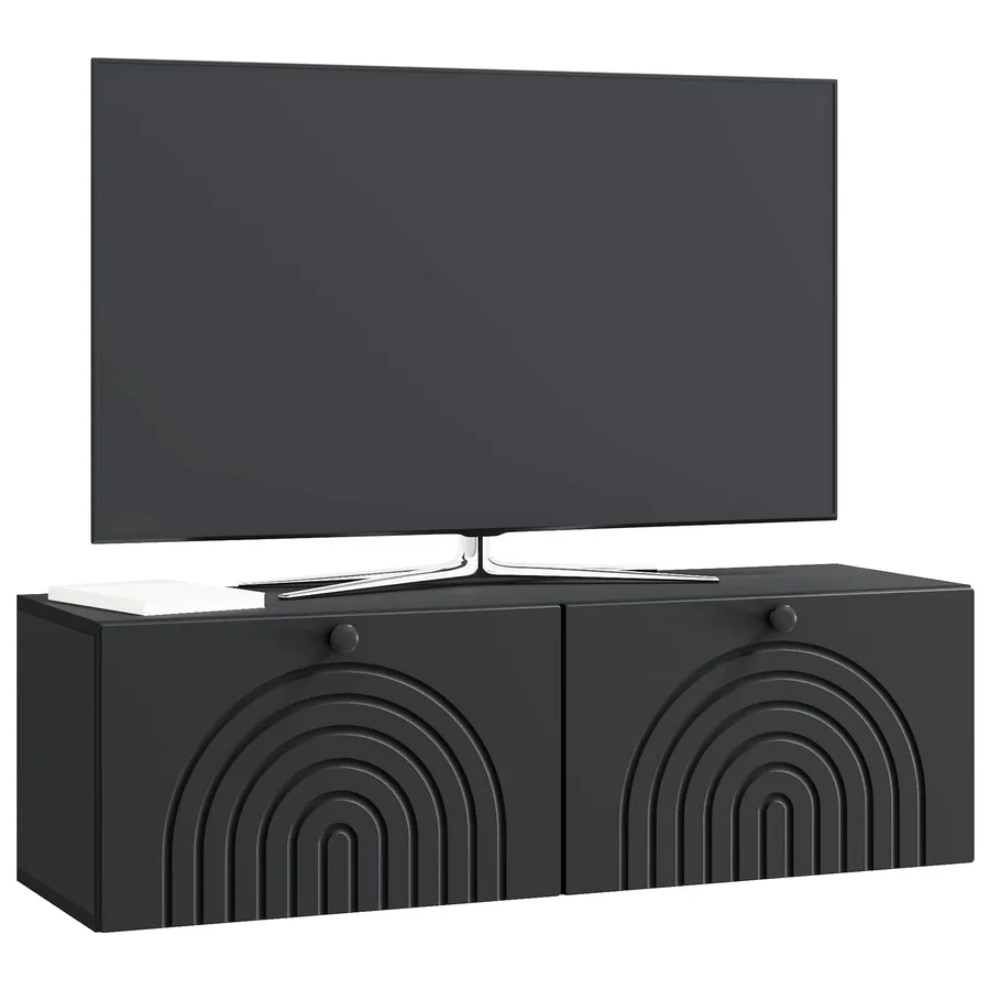 Meuble TV mural Noir 98 x 31 x 30 cm Bois d'ingénierie - 3