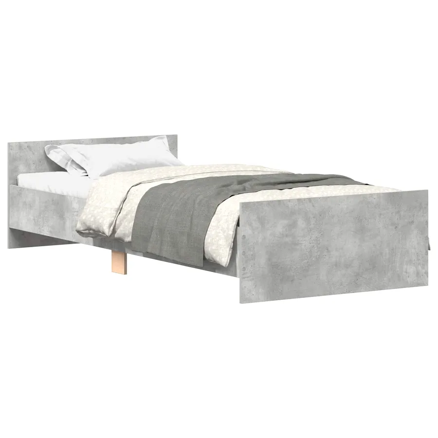 Cadre de lit avec tête de lit Gris béton Bois d'ingénierie - 2