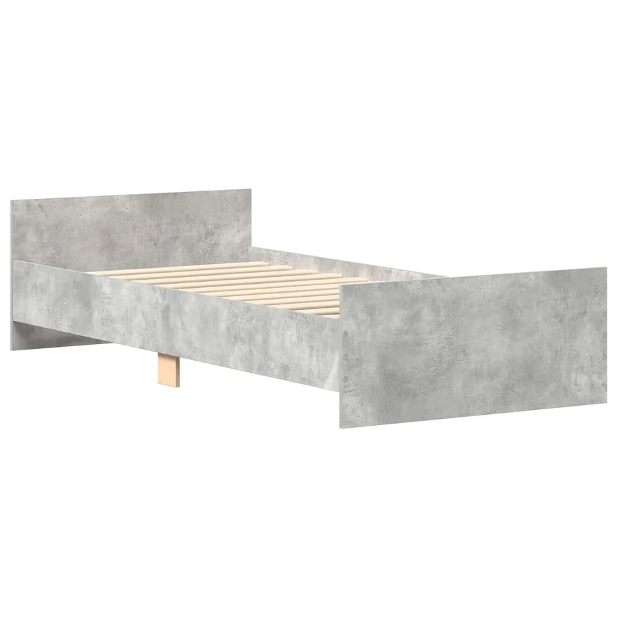 Cadre de lit avec tête de lit Gris béton Bois d'ingénierie - 3