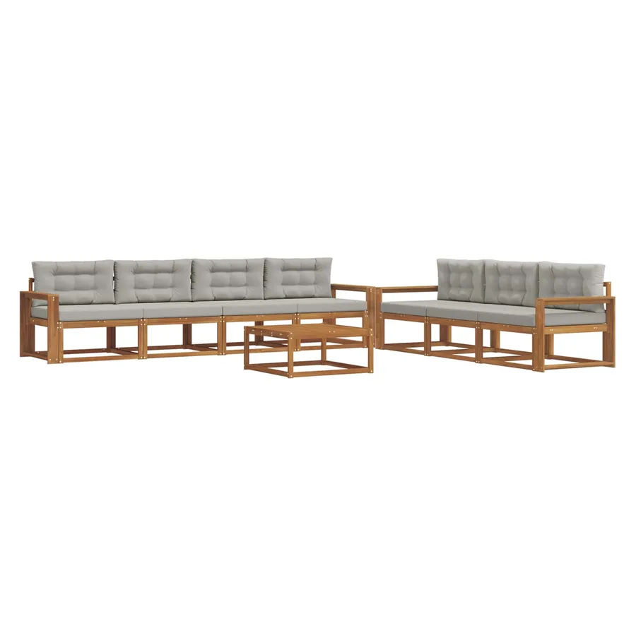 Ensemble de canapés d'extérieur 8 pcs Gris Naturel et Clair - 2