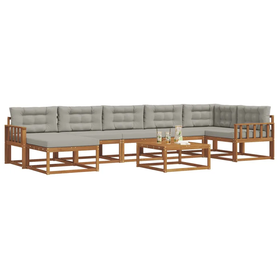 Ensemble de canapés d'extérieur 8 pcs Gris Naturel et Clair - 3