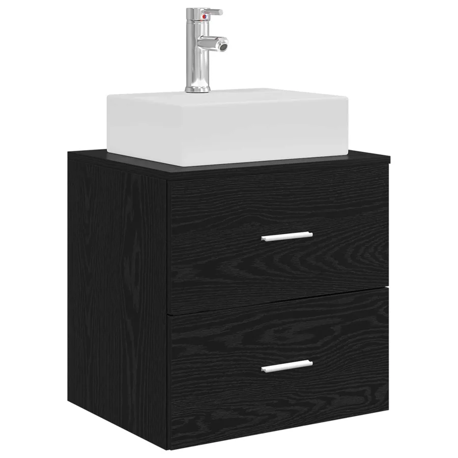 Vanité de lavabo mural Chêne noir 49,5 x 41 x 62,5 cm - 2