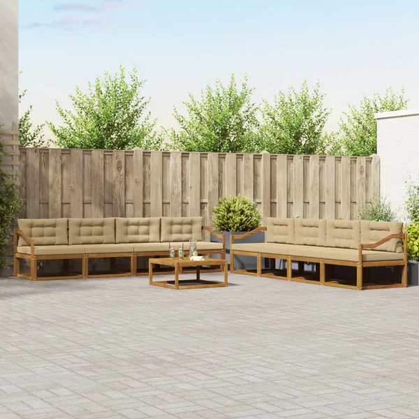 Ensemble de canapés d'extérieur 9 pcs Naturel et Beige
