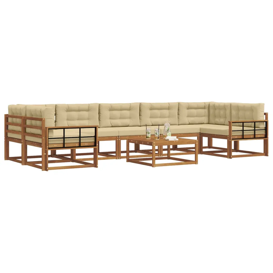 Ensemble de canapés d'extérieur 8 pcs Naturel et Beige - 3