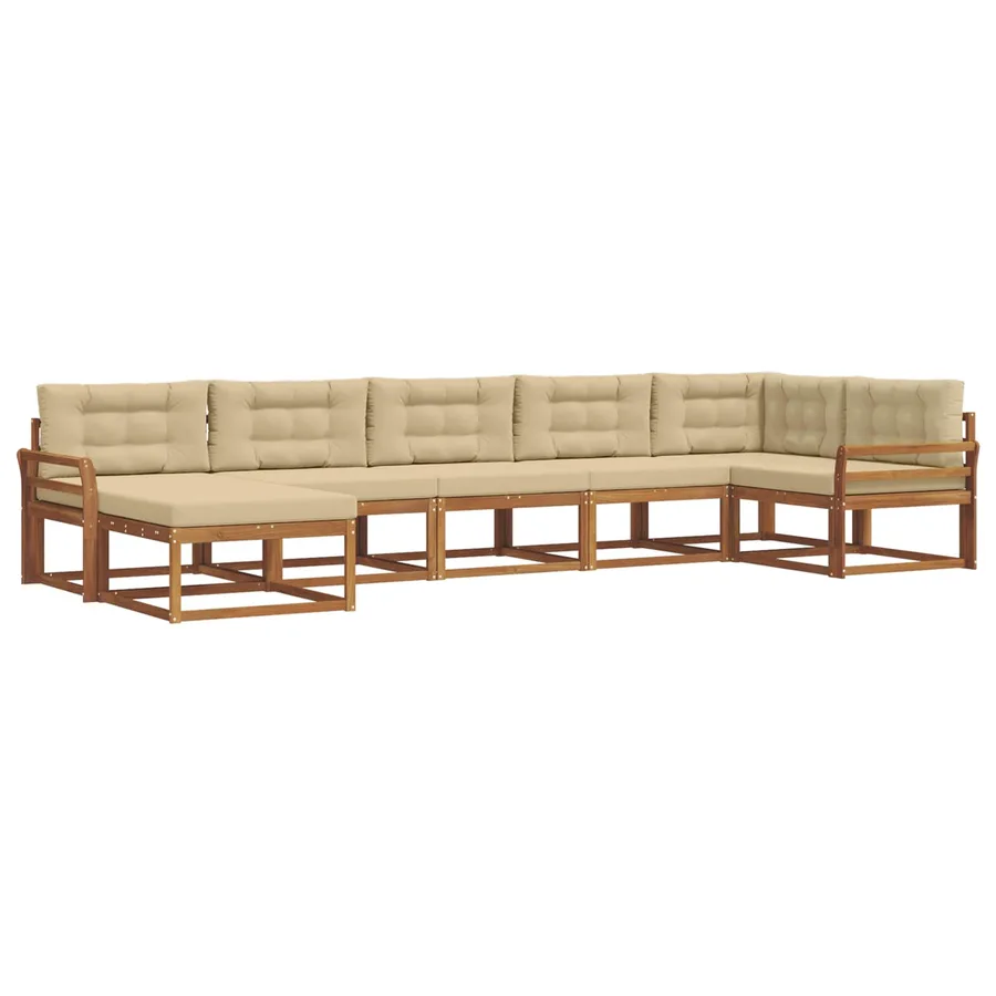 Ensemble de canapés d'extérieur 7 pcs Naturel et Beige - 2