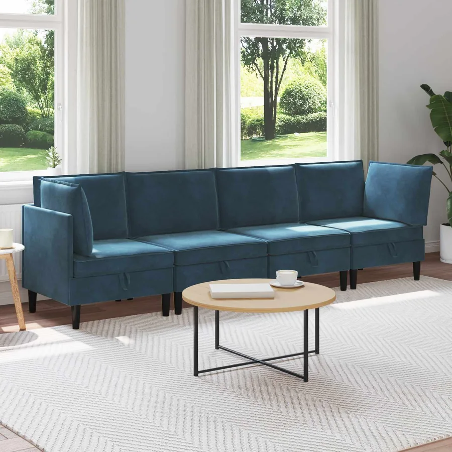 Ensemble de meubles pour le salon 4 pcs Bleu Velours