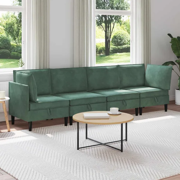 Ensemble de meubles pour le salon 4 pcs Vert Mer Velours