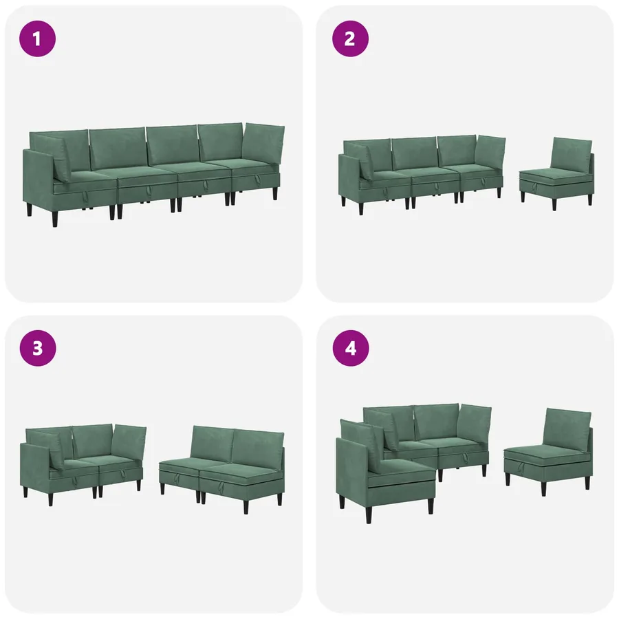 Ensemble de meubles pour le salon 4 pcs Vert Mer Velours - 10