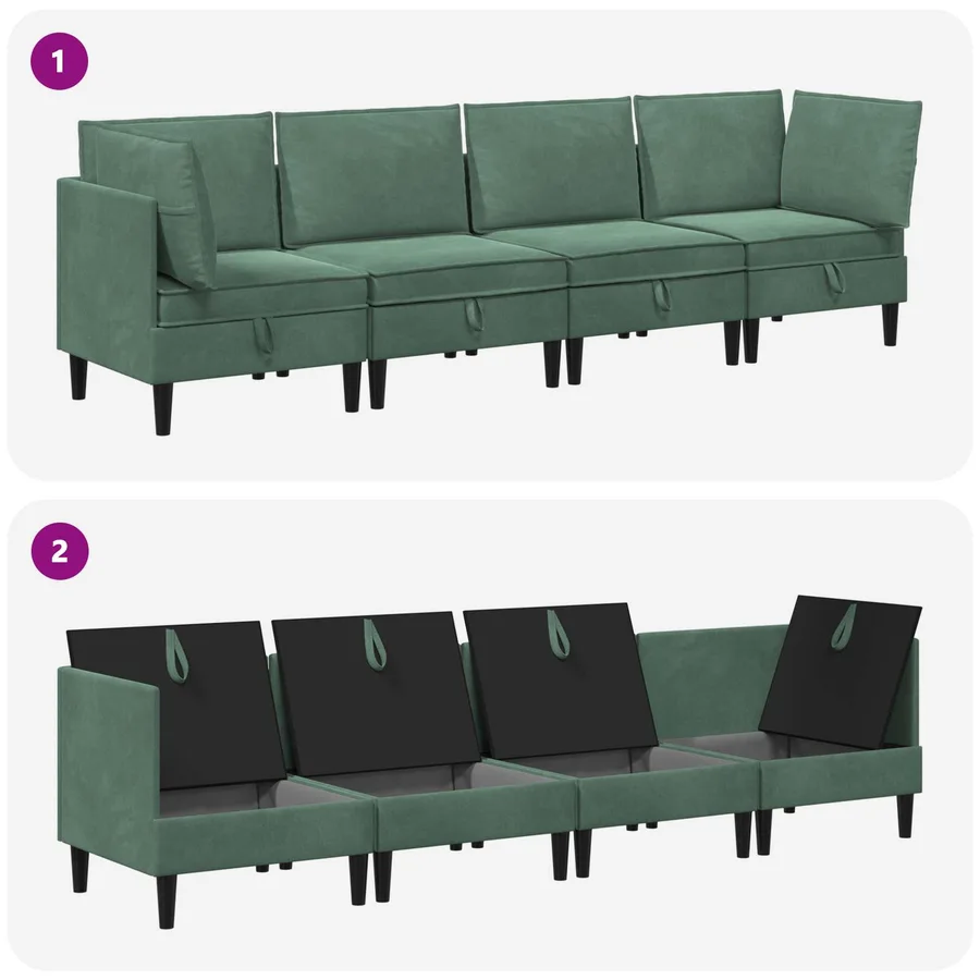 Ensemble de meubles pour le salon 4 pcs Vert Mer Velours - 9