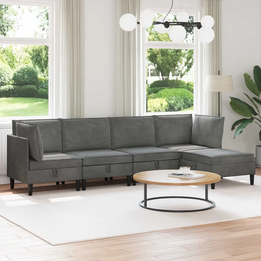 Ensemble de meubles pour le salon 5 pcs Gris foncé Velours