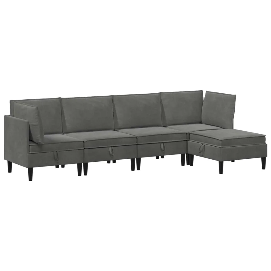 Ensemble de meubles pour le salon 5 pcs Gris foncé Velours - 2