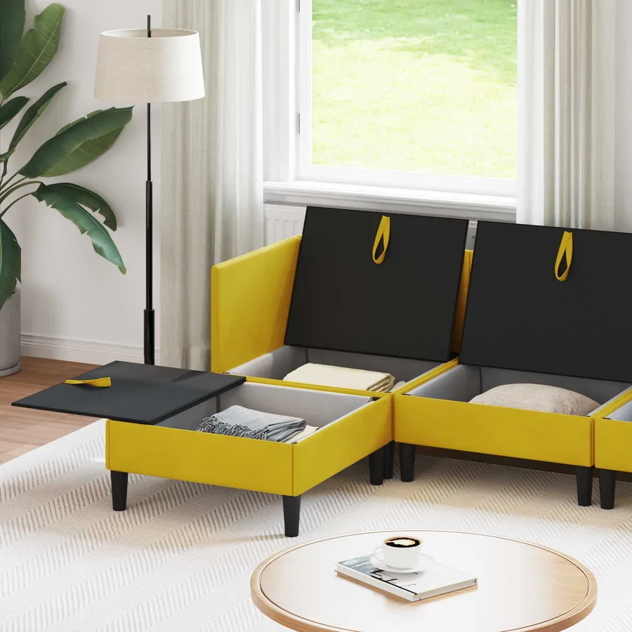 Ensemble de meubles pour le salon 6 pcs Jaune Velours - 3