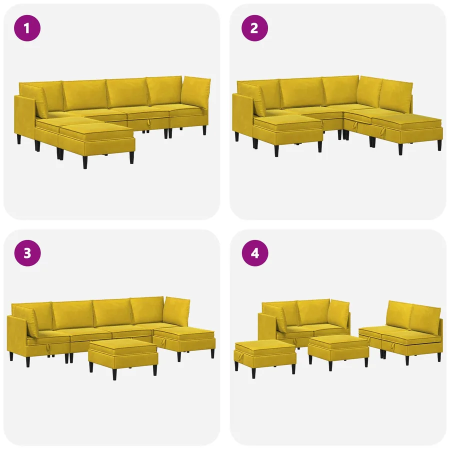 Ensemble de meubles pour le salon 6 pcs Jaune Velours - 9