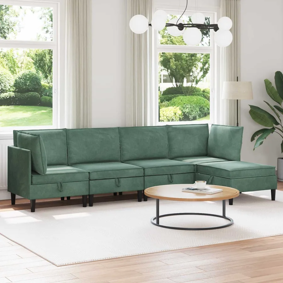 Ensemble de meubles pour le salon 5 pcs Vert Mer Velours