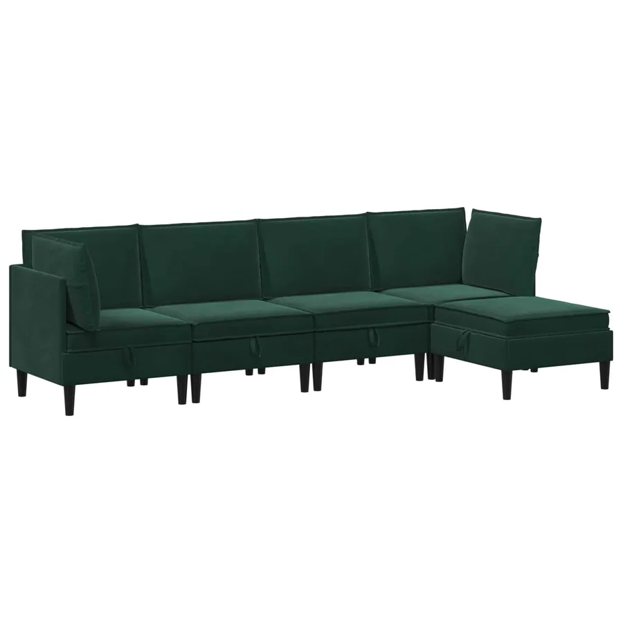 Ensemble de meubles pour le salon 5 pcs Vert foncé Velours - 2
