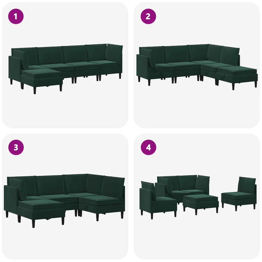 Ensemble de meubles pour le salon 5 pcs Vert foncé Velours - 9