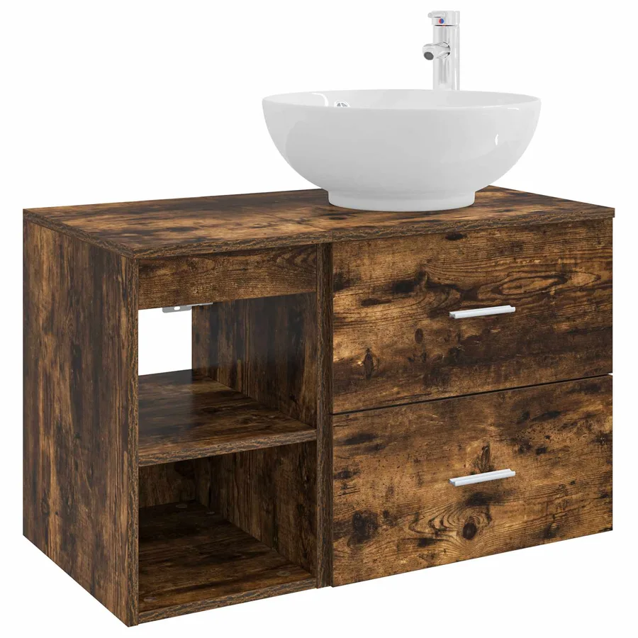Ensemble de mobilier de salle de bain 2 pcs Chêne fumé - 2