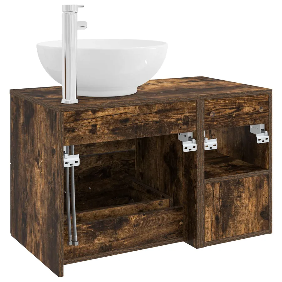 Ensemble de mobilier de salle de bain 2 pcs Chêne fumé - 6