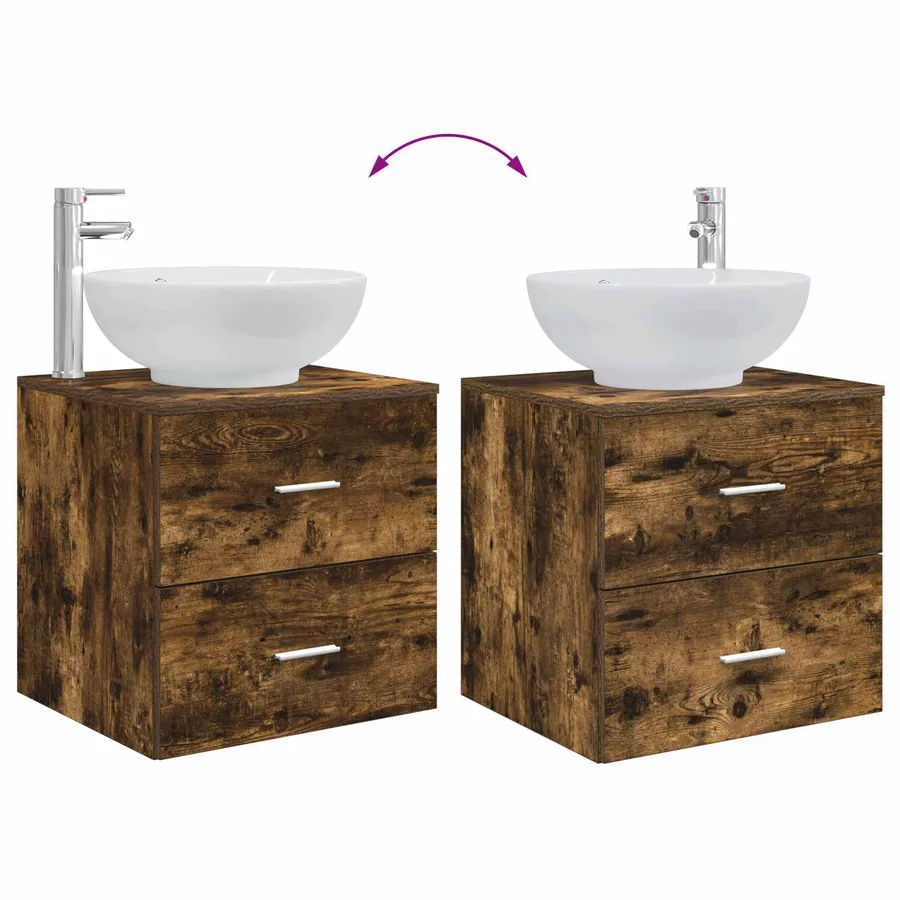 Ensemble de mobilier de salle de bain 2 pcs Chêne fumé - 9